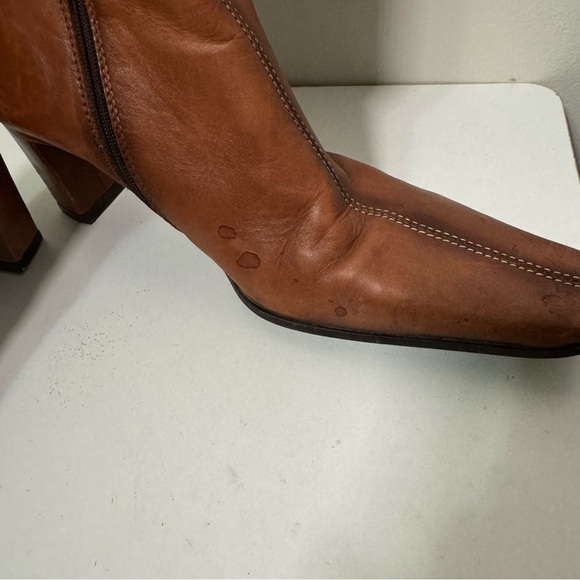 Vintage Aldo made  in Poland leather cognac booties y2k glam western 39 - Picture 5 of 11